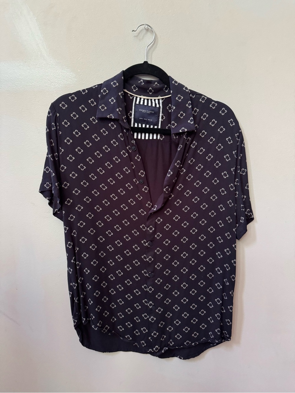 Denim & Flowers Men's Navy Patterned Short-Sleeve Shirt